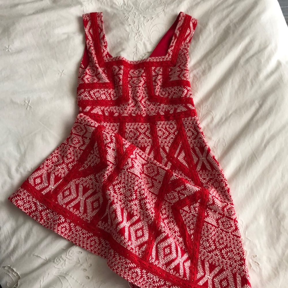 Anthropologie Red ikat dress